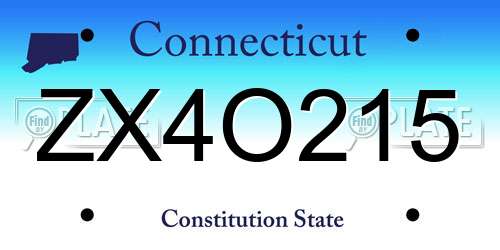 ZX4O215 Connecticut License Plate