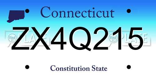 ZX4Q215 Connecticut License Plate