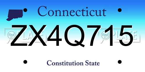 ZX4Q715 Connecticut License Plate