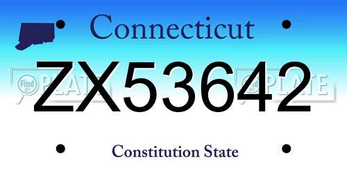 ZX53642 Connecticut License Plate