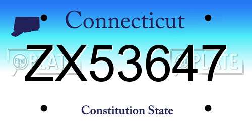 ZX53647 Connecticut License Plate