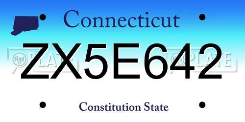 ZX5E642 Connecticut License Plate