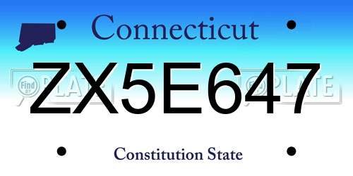 ZX5E647 Connecticut License Plate
