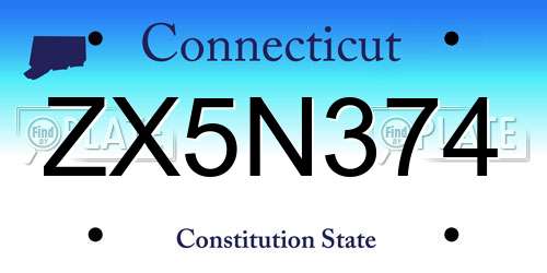 ZX5N374 Connecticut License Plate