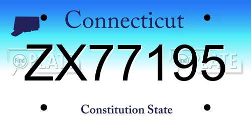 ZX77195 Connecticut License Plate