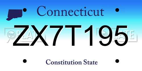 ZX7T195 Connecticut License Plate