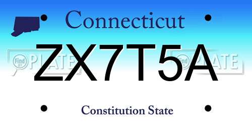 ZX7T5A Connecticut License Plate