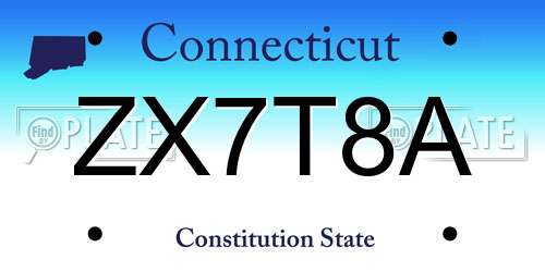 ZX7T8A Connecticut License Plate