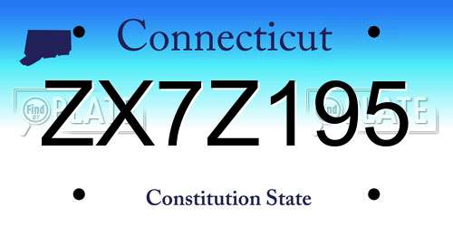 ZX7Z195 Connecticut License Plate