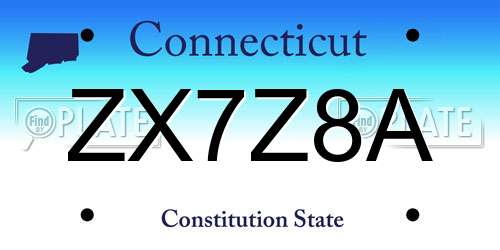 ZX7Z8A Connecticut License Plate