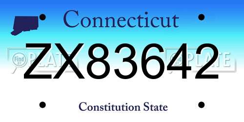 ZX83642 Connecticut License Plate