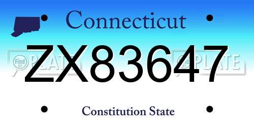 ZX83647 Connecticut License Plate