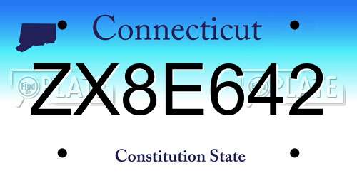 ZX8E642 Connecticut License Plate