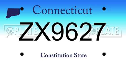 ZX9627 Connecticut License Plate