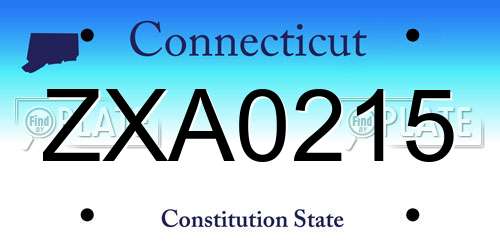 ZXA0215 Connecticut License Plate
