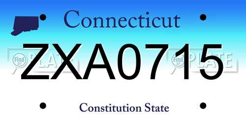 ZXA0715 Connecticut License Plate