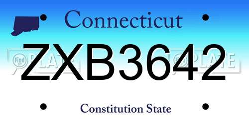 ZXB3642 Connecticut License Plate