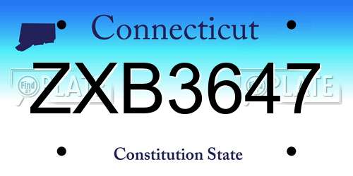ZXB3647 Connecticut License Plate