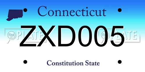 ZXD005 Connecticut License Plate