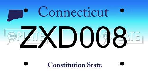 ZXD008 Connecticut License Plate