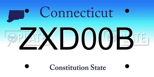 ZXD00B Connecticut License Plate