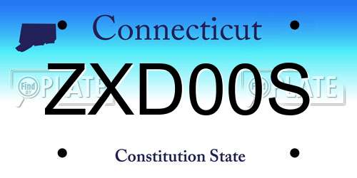 ZXD00S Connecticut License Plate