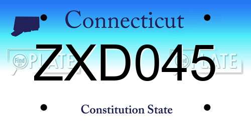 ZXD045 Connecticut License Plate