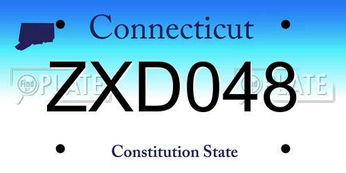 ZXD048 Connecticut License Plate