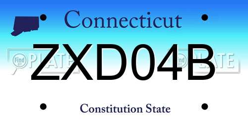 ZXD04B Connecticut License Plate