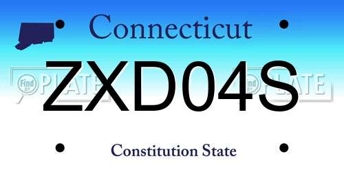 ZXD04S Connecticut License Plate