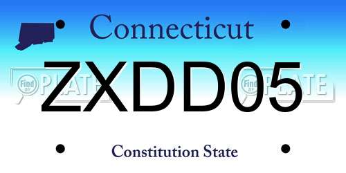 ZXDD05 Connecticut License Plate