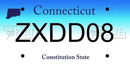 ZXDD08 Connecticut License Plate