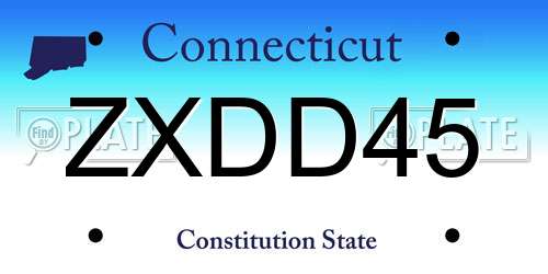 ZXDD45 Connecticut License Plate