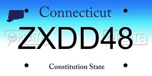 ZXDD48 Connecticut License Plate