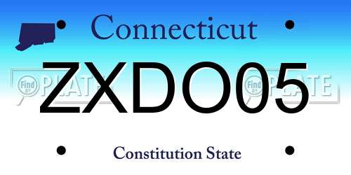 ZXDO05 Connecticut License Plate