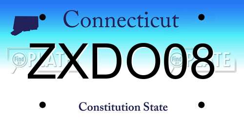 ZXDO08 Connecticut License Plate
