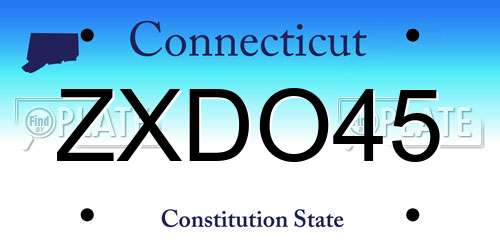 ZXDO45 Connecticut License Plate