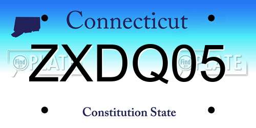 ZXDQ05 Connecticut License Plate