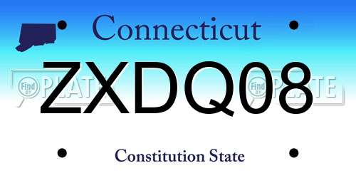 ZXDQ08 Connecticut License Plate