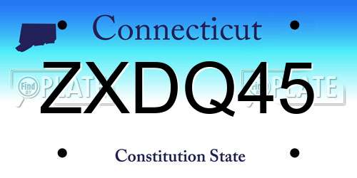 ZXDQ45 Connecticut License Plate