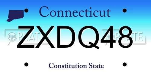 ZXDQ48 Connecticut License Plate