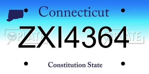ZXI4364 Connecticut License Plate