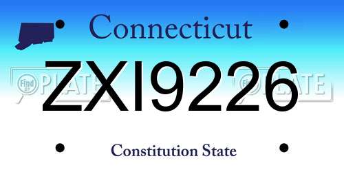 ZXI9226 Connecticut License Plate