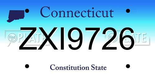 ZXI9726 Connecticut License Plate