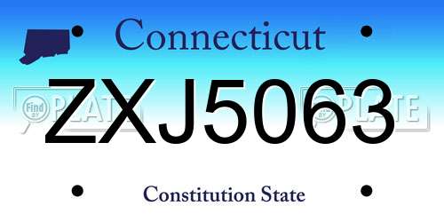ZXJ5063 Connecticut License Plate