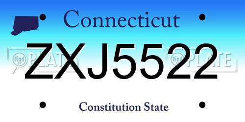 ZXJ5522 Connecticut License Plate