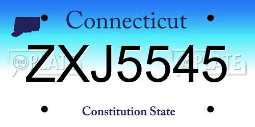 ZXJ5545 Connecticut License Plate