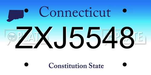 ZXJ5548 Connecticut License Plate