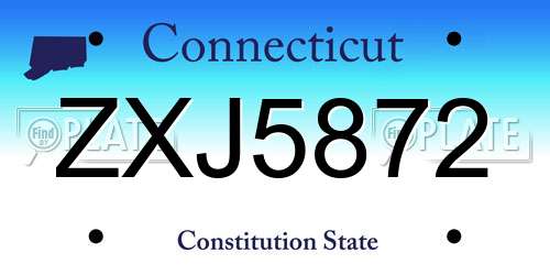 ZXJ5872 Connecticut License Plate