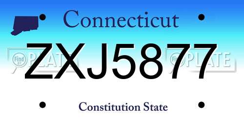 ZXJ5877 Connecticut License Plate